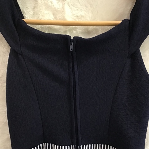 P Teeze Me Women Size 0 Off The Shoulder Maxi Romper Navy Blue White Stripe - Picture 6 of 11